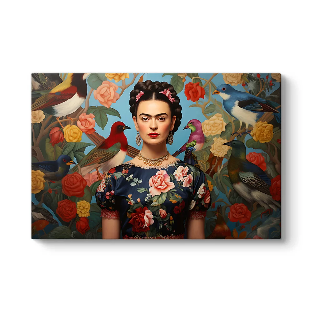 Kuşlar ve Çiçekler Arasında Frida Kahlo Tablosu